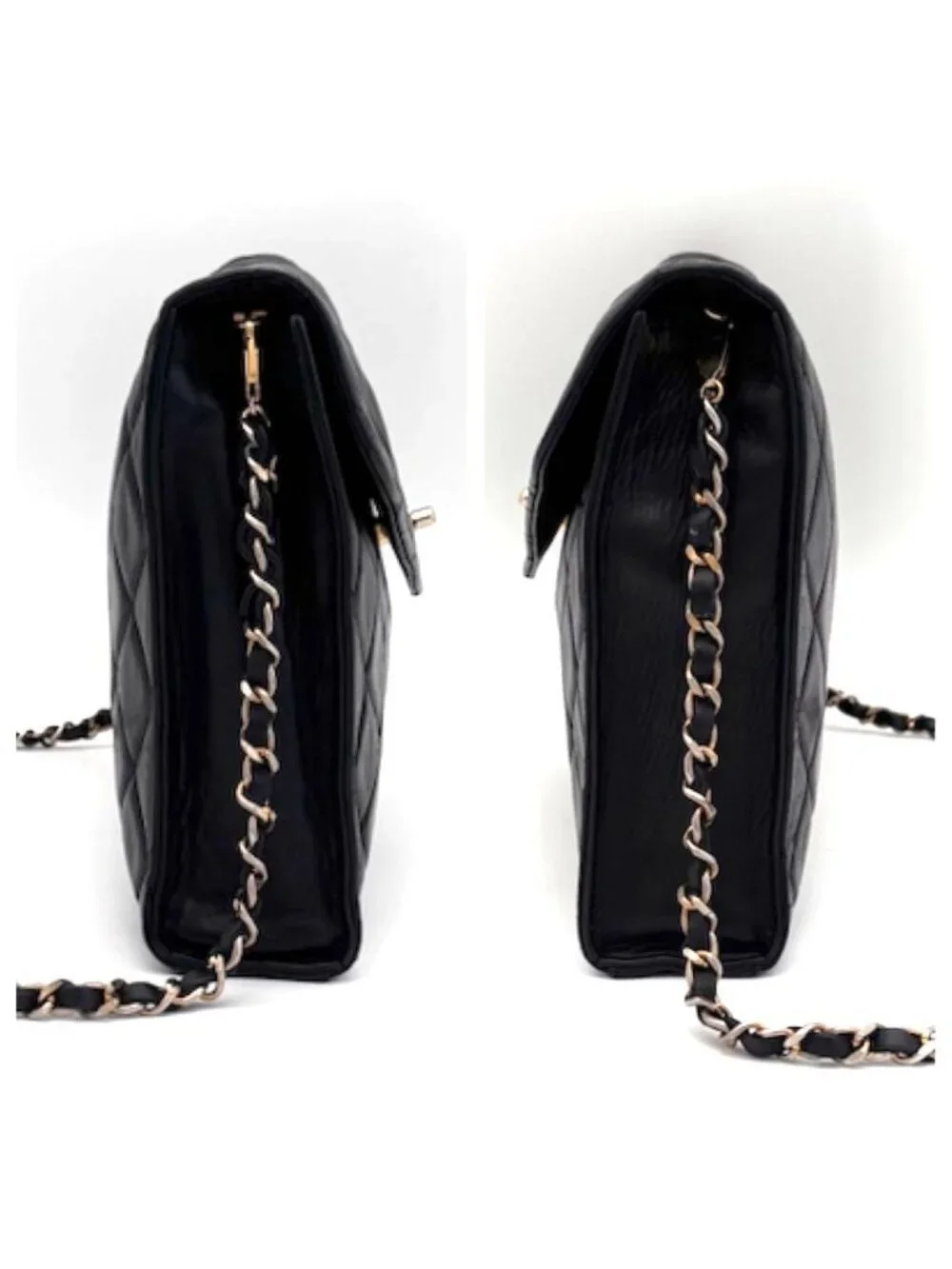 Chanel CC Logo Chain Shoulder Bag Black Lambskin